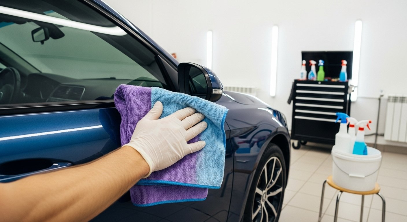 Profissional finalizando lavação premium