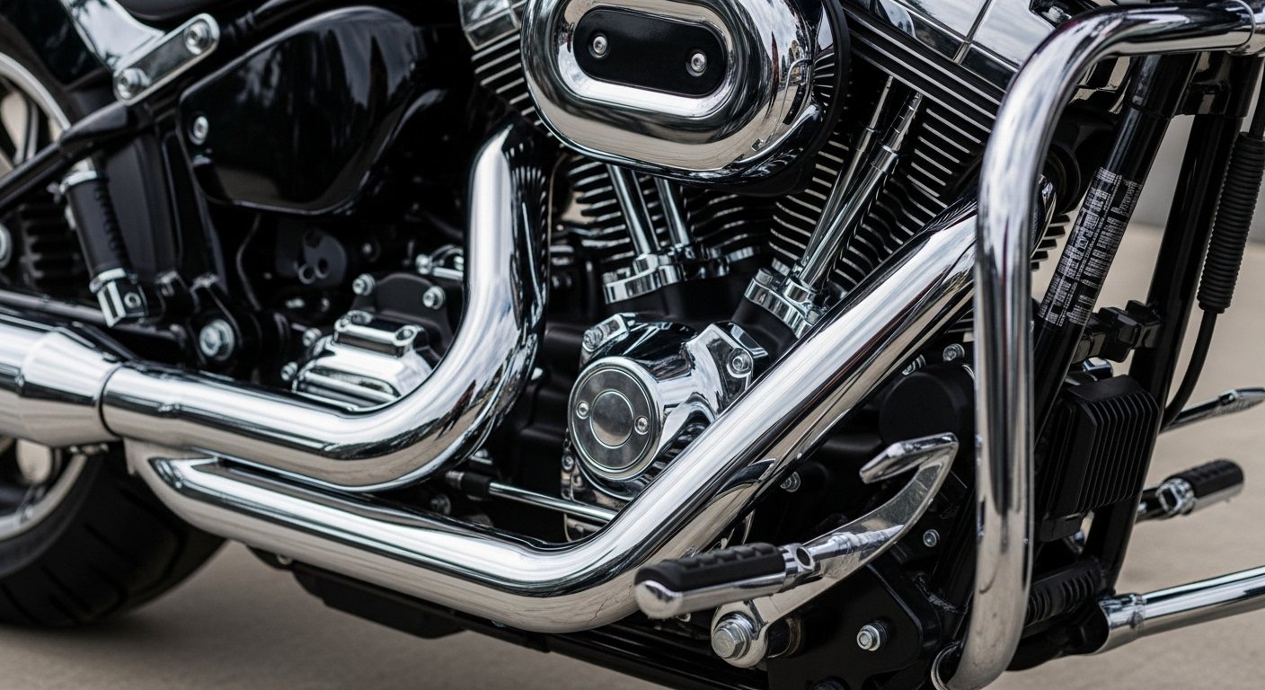 Cromados da moto após lavação